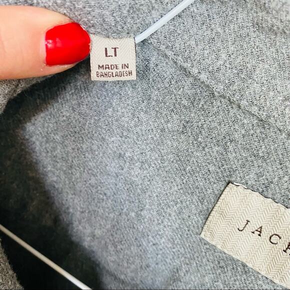 JACHS MENS Flannel Soft Grey Gray Button Down Front Shirt Jacket Shacket L - Picture 8 of 9